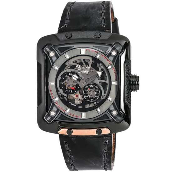 Alexandre Christie 3030MALIPBASL Limited Edition Square Skeleton Leather Watch - A Timeless Treasure!