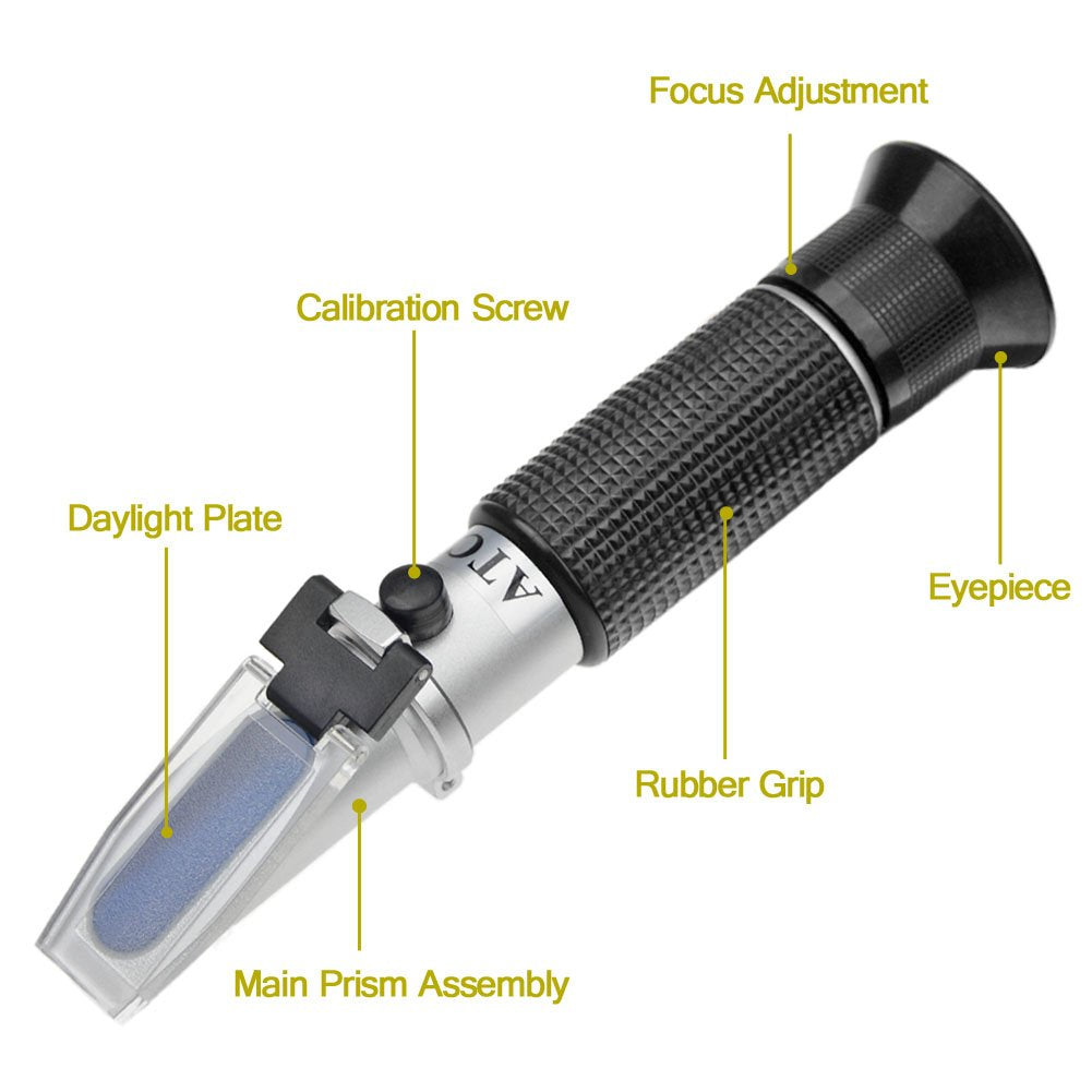 Amazing Dual Scale Brix Refractometer with ATC & LED Light - Your Ultimate Liquid Measuring Tool!