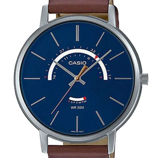 Casio Men's Leather Quartz Watch - MTP-B105L-2AV