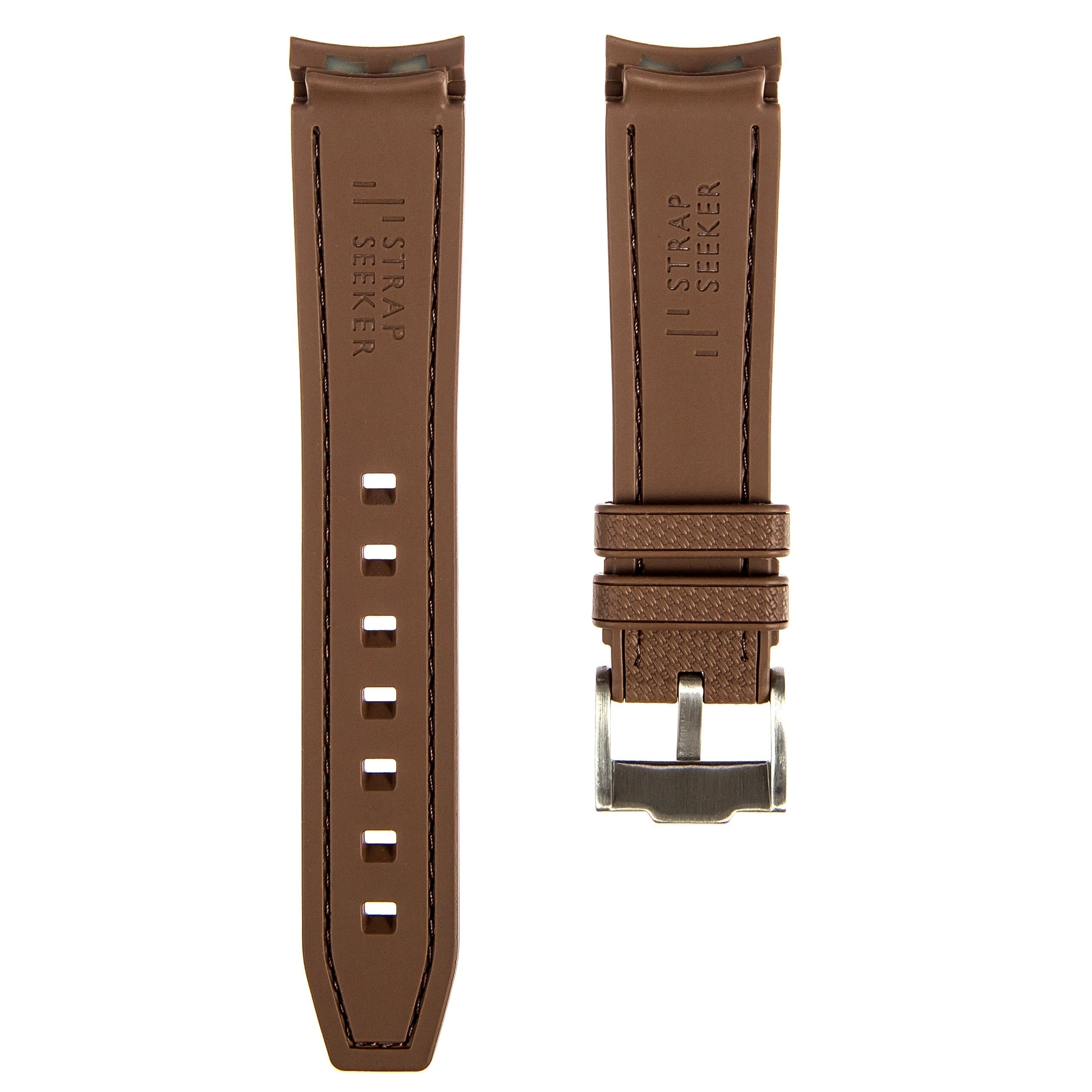 Stunning Orange Textured Curved End Rubber Watch Strap with White Stitch for Omega Seamaster Diver 300M (2405)