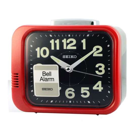 Seiko QHK028R/QHK028RN Red Bell Alarm Clock - Wake Up in Style!
