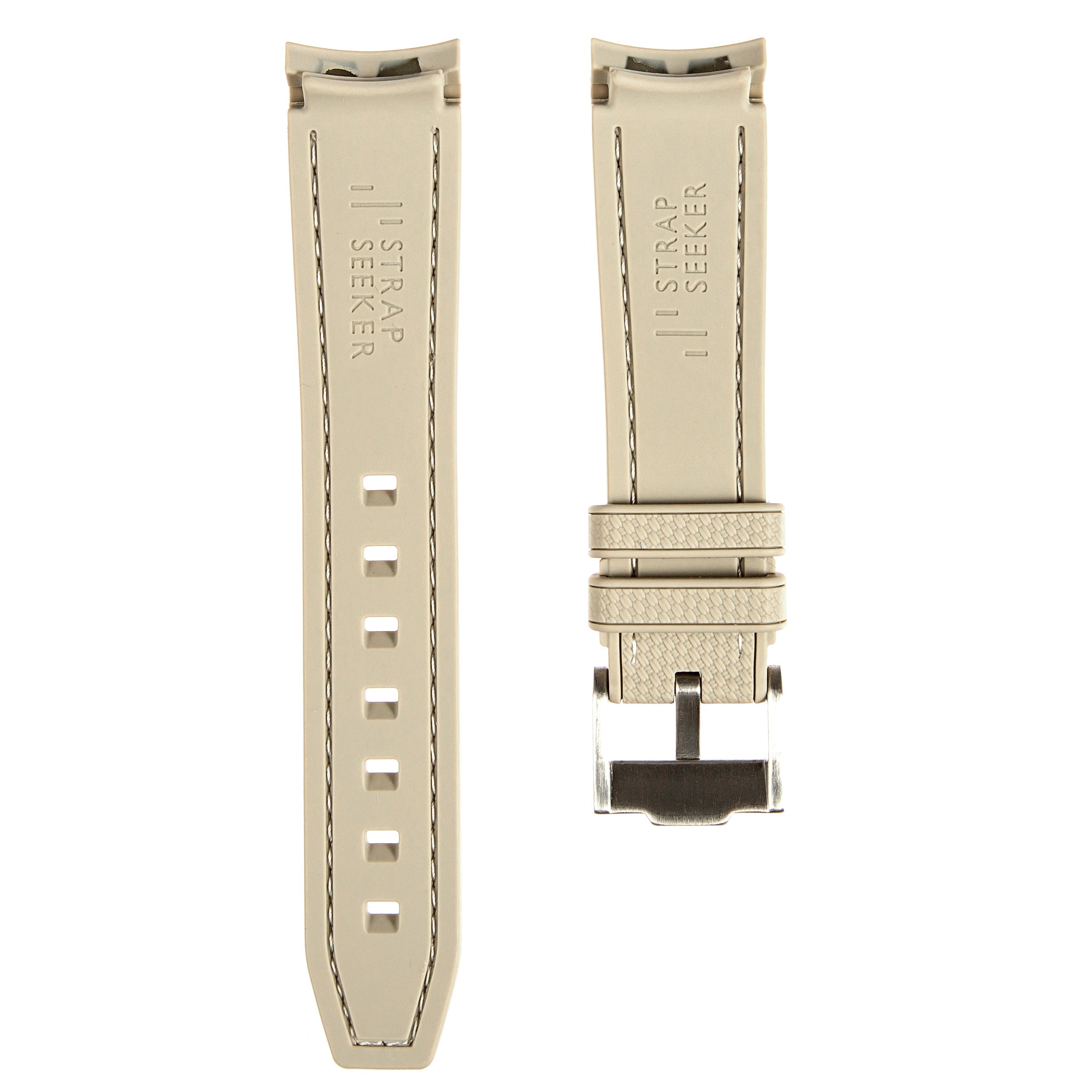 Stunning Orange Textured Curved End Rubber Watch Strap with White Stitch for Omega Seamaster Diver 300M (2405)