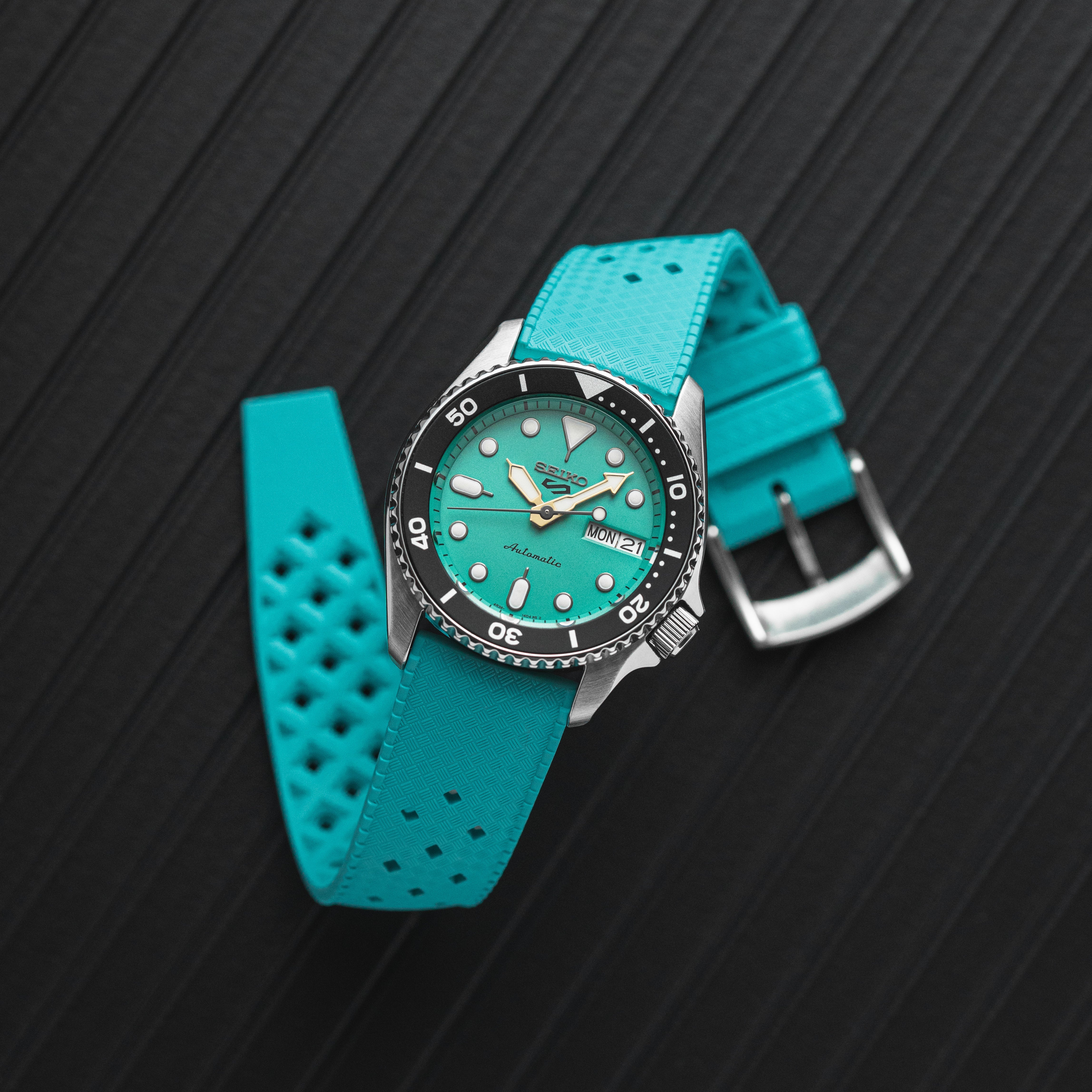 Calypso Style FKM Rubber Watch Strap - Quick-Release - Vibrant Green (2422)