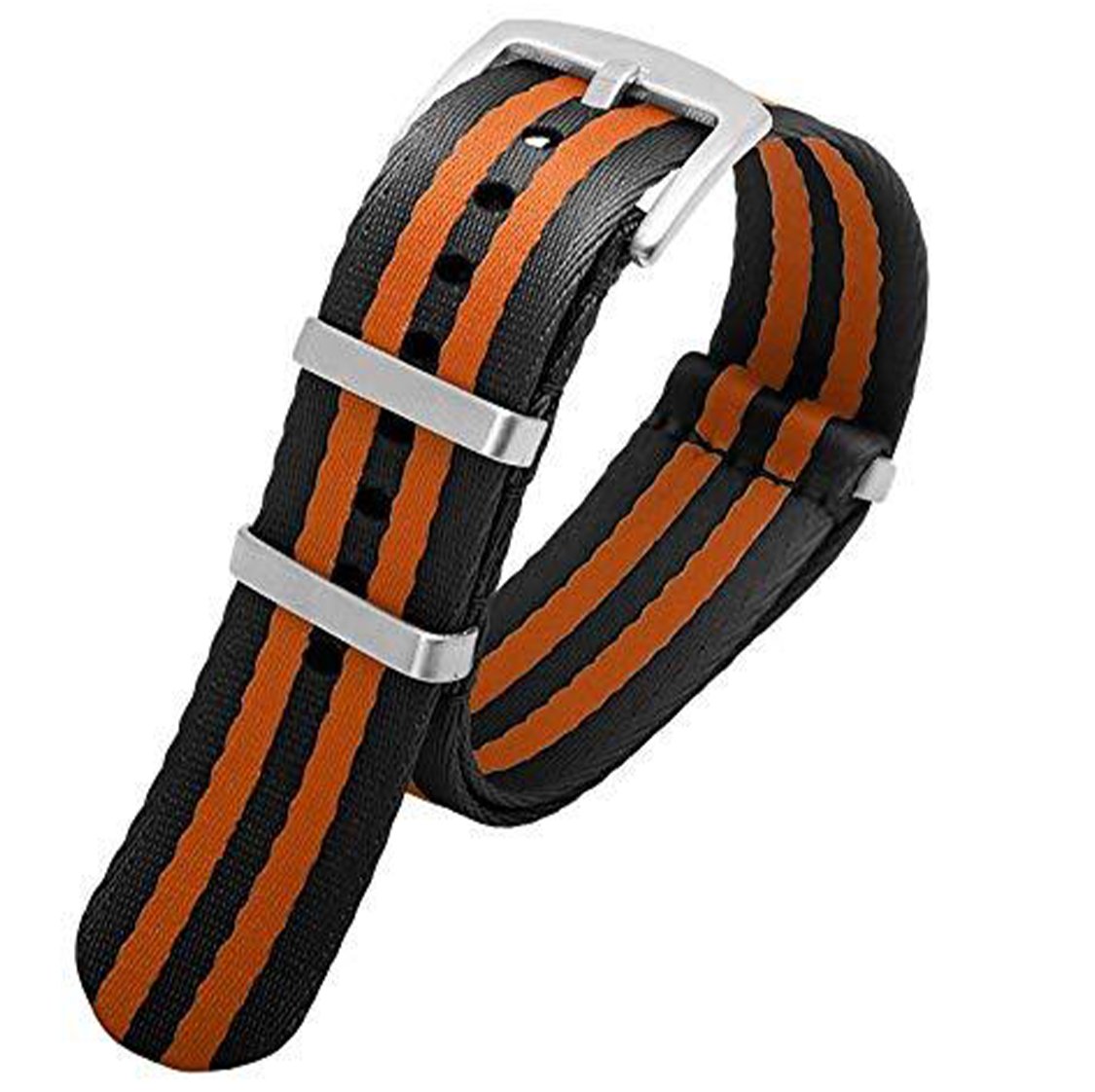 Ballistic Nylon Seatbelt Watch Band - Stylish Grey with Red Stripe