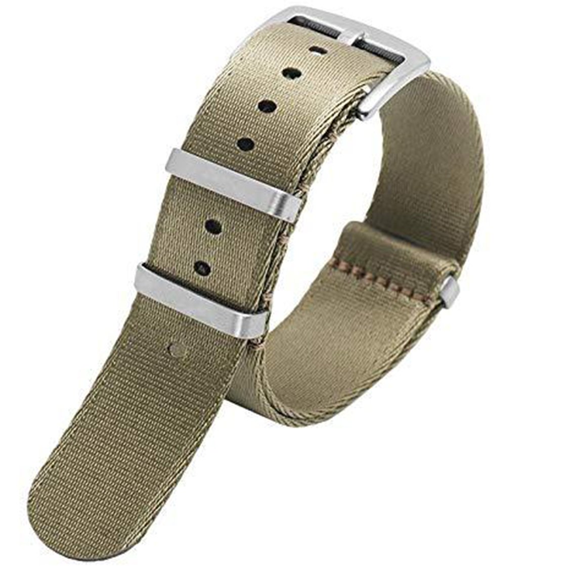 Ballistic Nylon Seatbelt Watch Band - Stylish Grey with Red Stripe