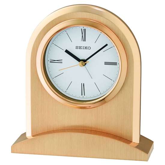 Seiko Beep Alarm: Stunning Gold Aluminium Table Clock (QHE163G/QHE163GN)