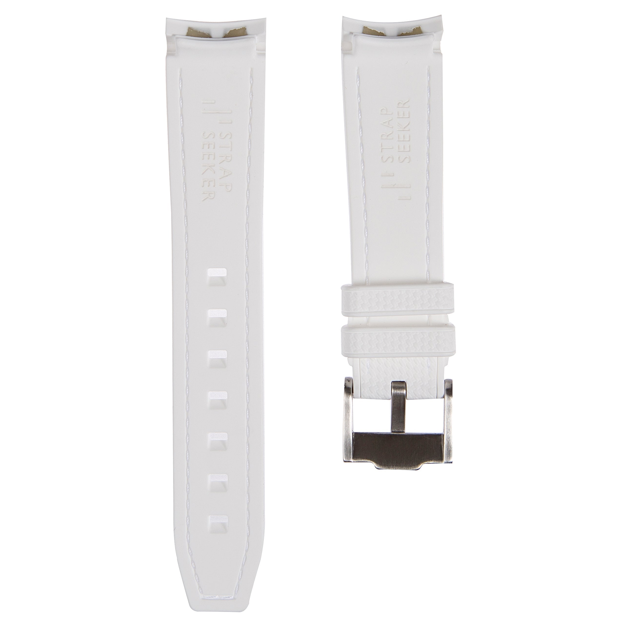 Stunning Orange Textured Curved End Rubber Watch Strap with White Stitch for Omega Seamaster Diver 300M (2405)