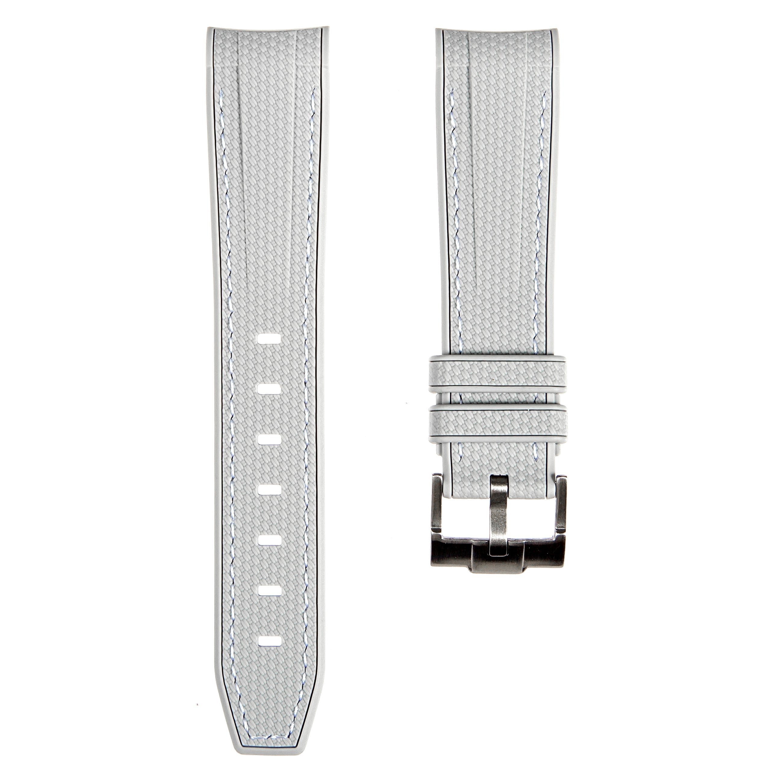Beige Textured Curved End Rubber Watch Band for Seiko Alpinist (2405)