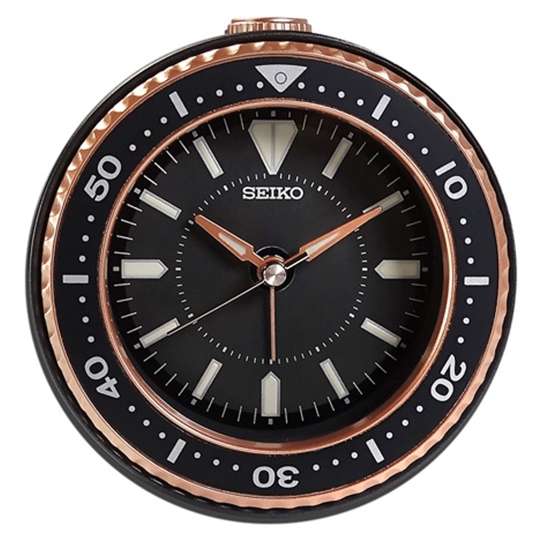 Seiko Beside Bed Alarm Clock - Black Bezel Table Clock QHE184T
