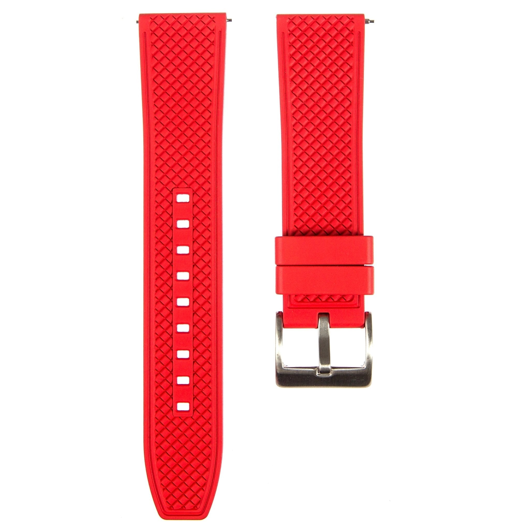 Orange Checkered Quick-Release Vulcanized FKM Rubber Watch Strap (2419)