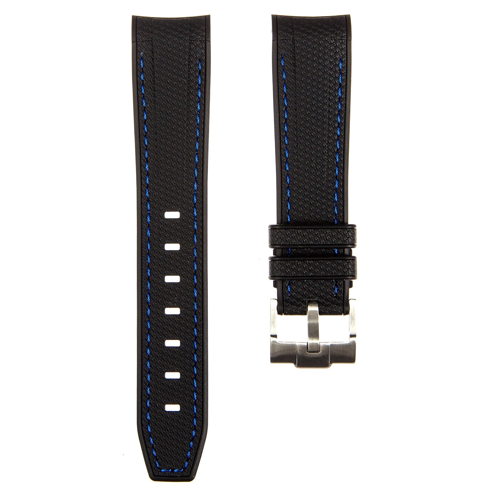 Stunning Orange Textured Curved End Rubber Watch Strap with White Stitch for Omega Seamaster Diver 300M (2405)