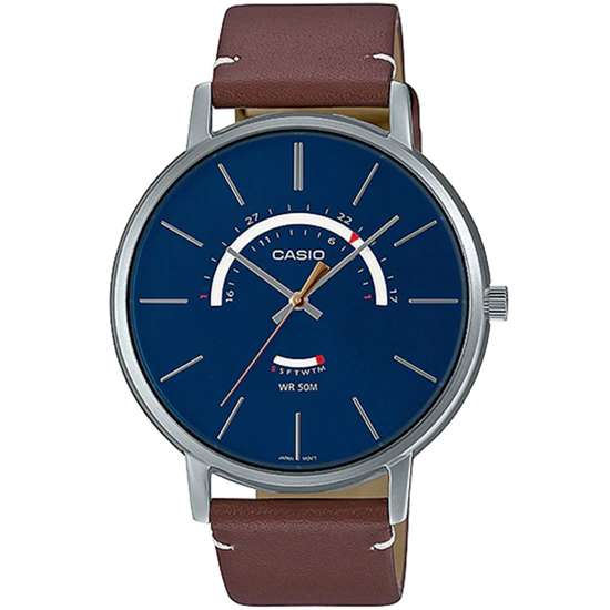 Casio Men's Leather Quartz Watch - MTP-B105L-2AV