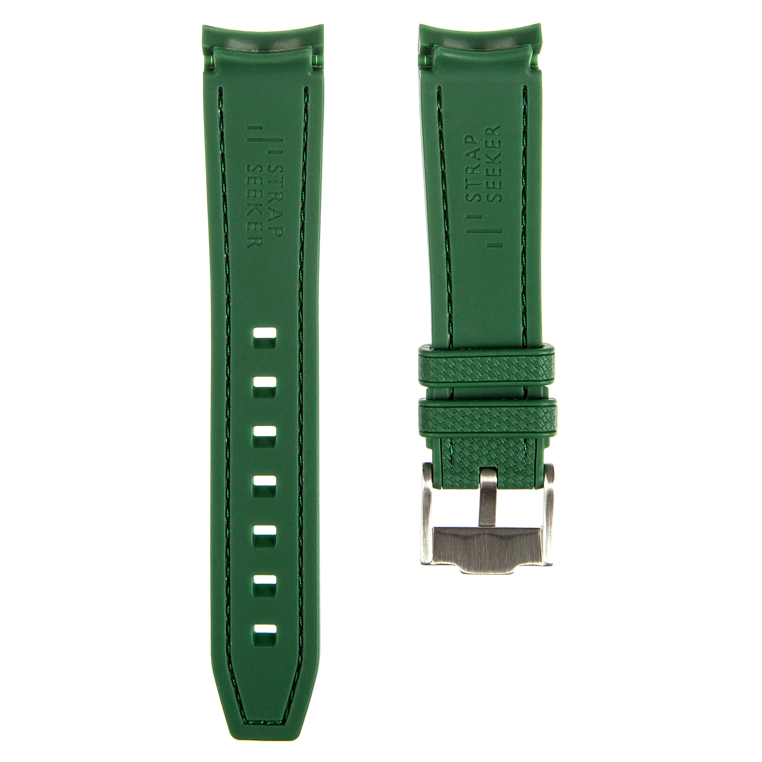 Stunning Orange Textured Curved End Rubber Watch Strap with White Stitch for Omega Seamaster Diver 300M (2405)