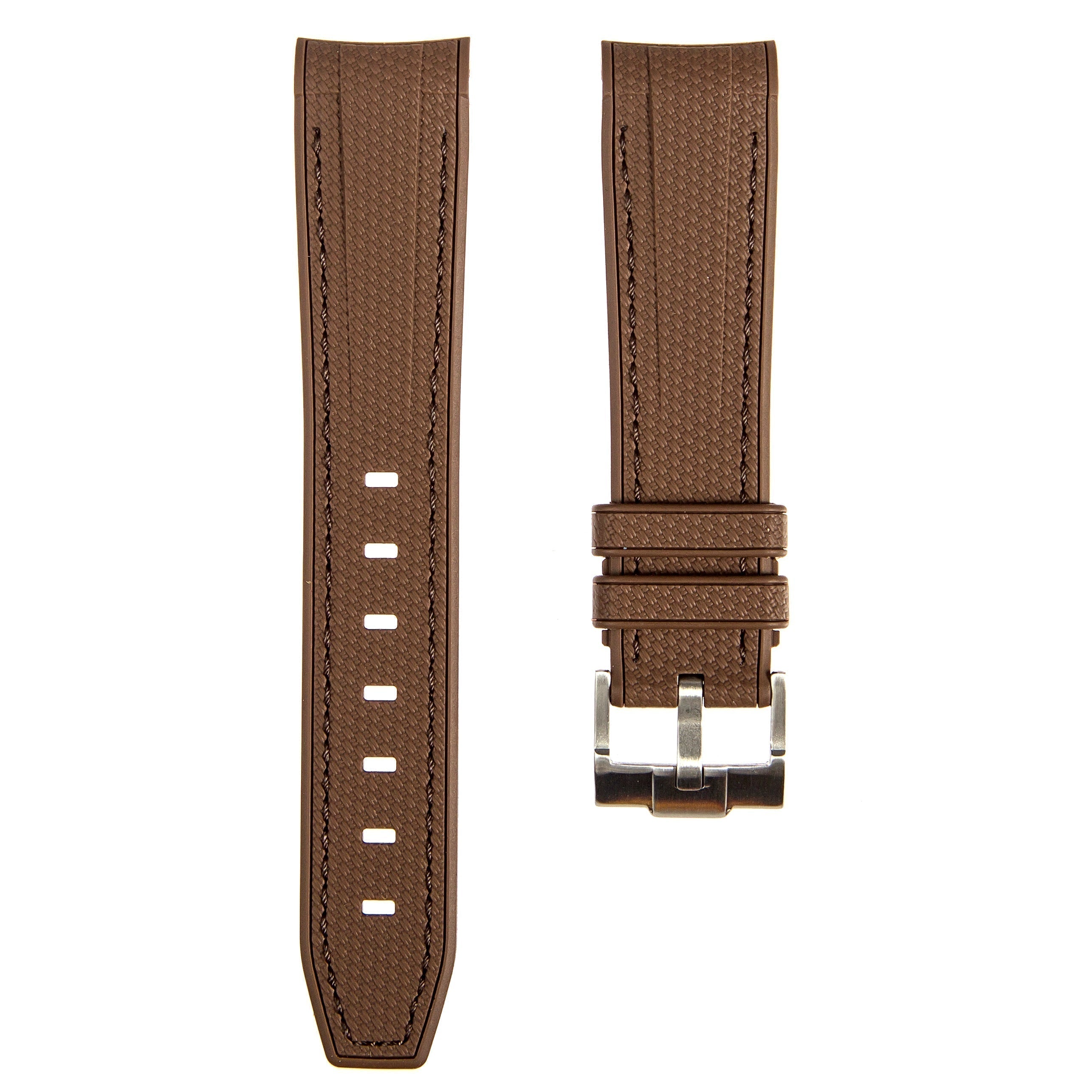 Stunning Orange Textured Curved End Rubber Watch Strap with White Stitch for Omega Seamaster Diver 300M (2405)