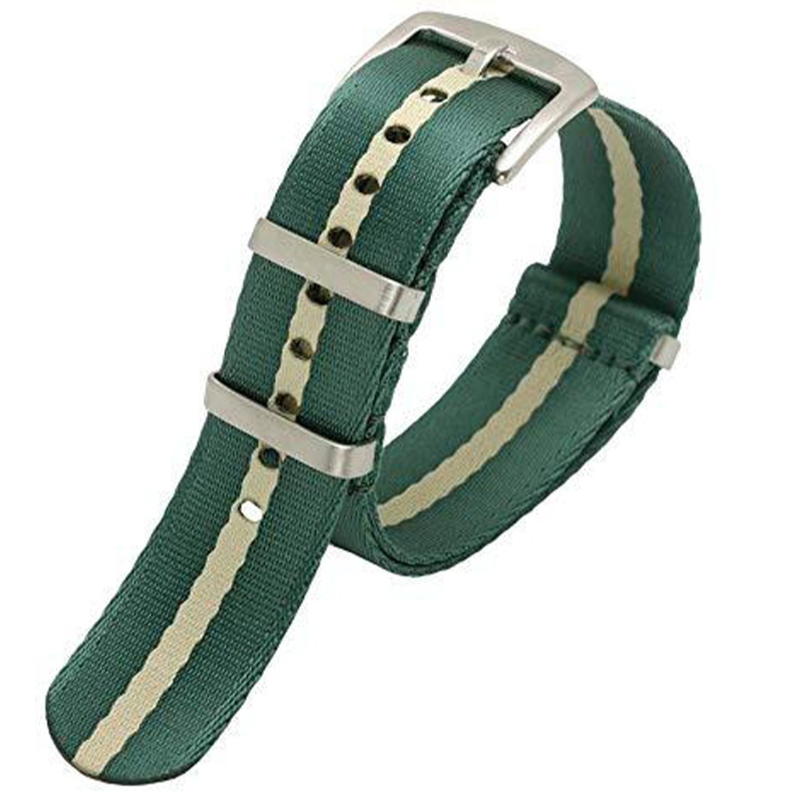 Ballistic Nylon Seatbelt Watch Band - Stylish Grey with Red Stripe