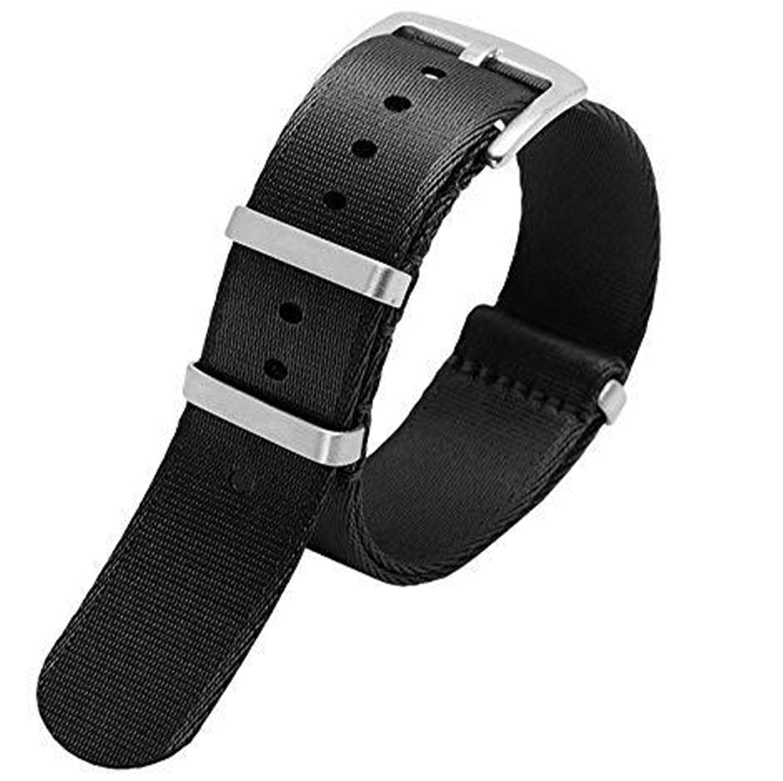 Ballistic Nylon Seatbelt Watch Band - Stylish Grey with Red Stripe