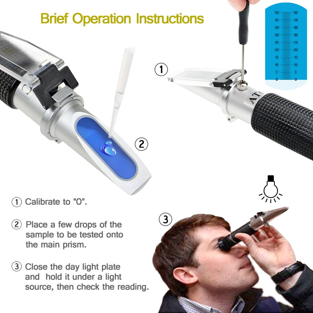 Amazing Dual Scale Brix Refractometer with ATC & LED Light - Your Ultimate Liquid Measuring Tool!