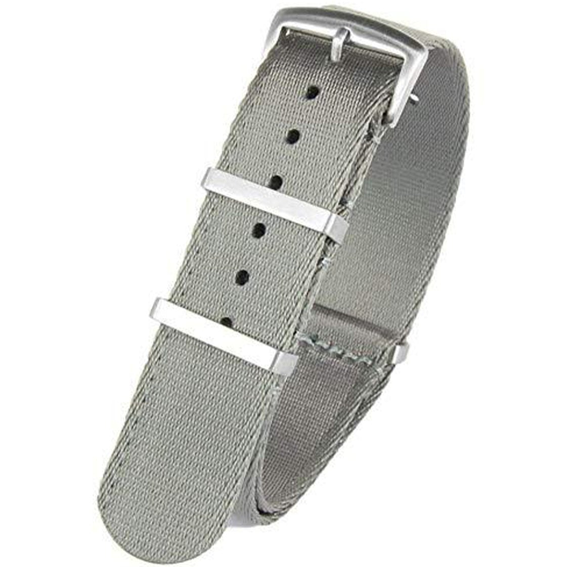 Ballistic Nylon Seatbelt Watch Band - Stylish Grey with Red Stripe