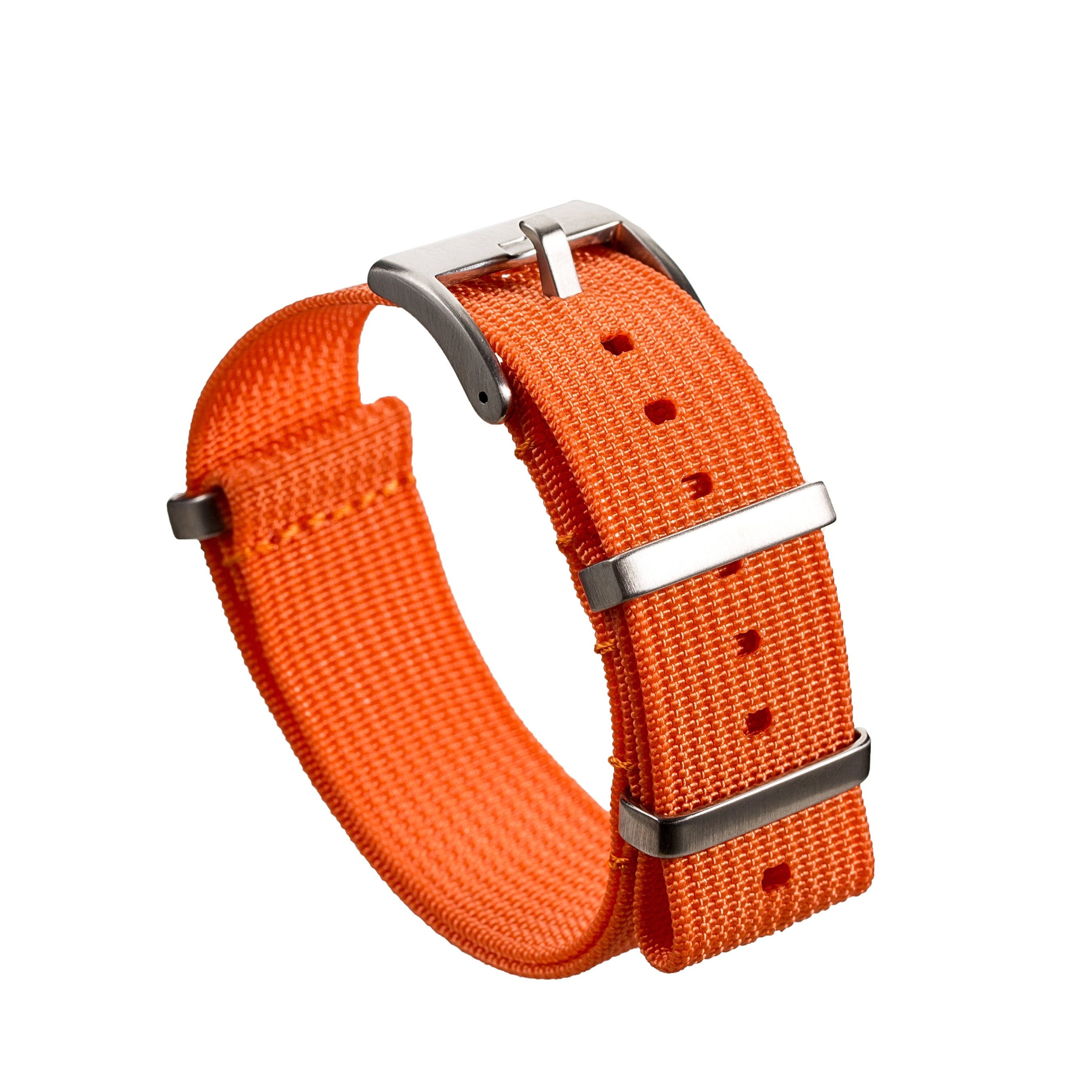 Vibrant Orange Ribbed Ballistic Nylon Watch Strap (2416) - Upgrade Your Timepiece Now!