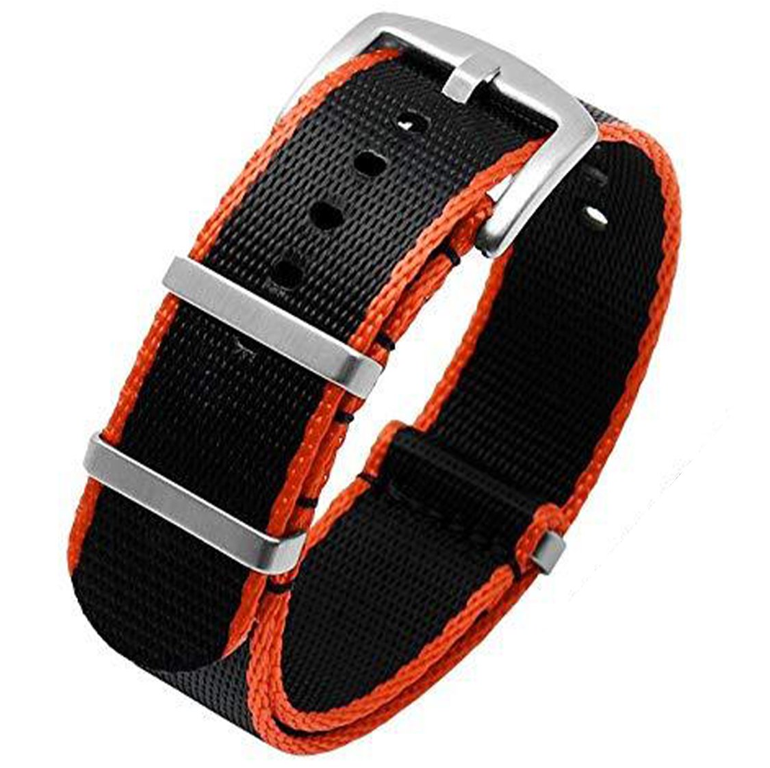 Stylish Seatbelt Ballistic Nylon Watch Band - Grey with Blue Stripe
