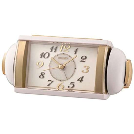 Seiko QHK047W White Gold Loud Bell Alarm Clock - Exclusive to Singapore!