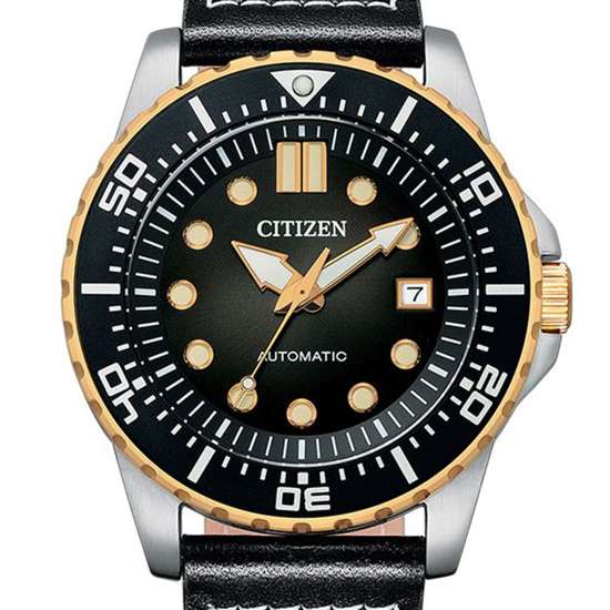 Citizen Automatic NJ0176-10E Men's Leather Watch with Stunning Black Dial