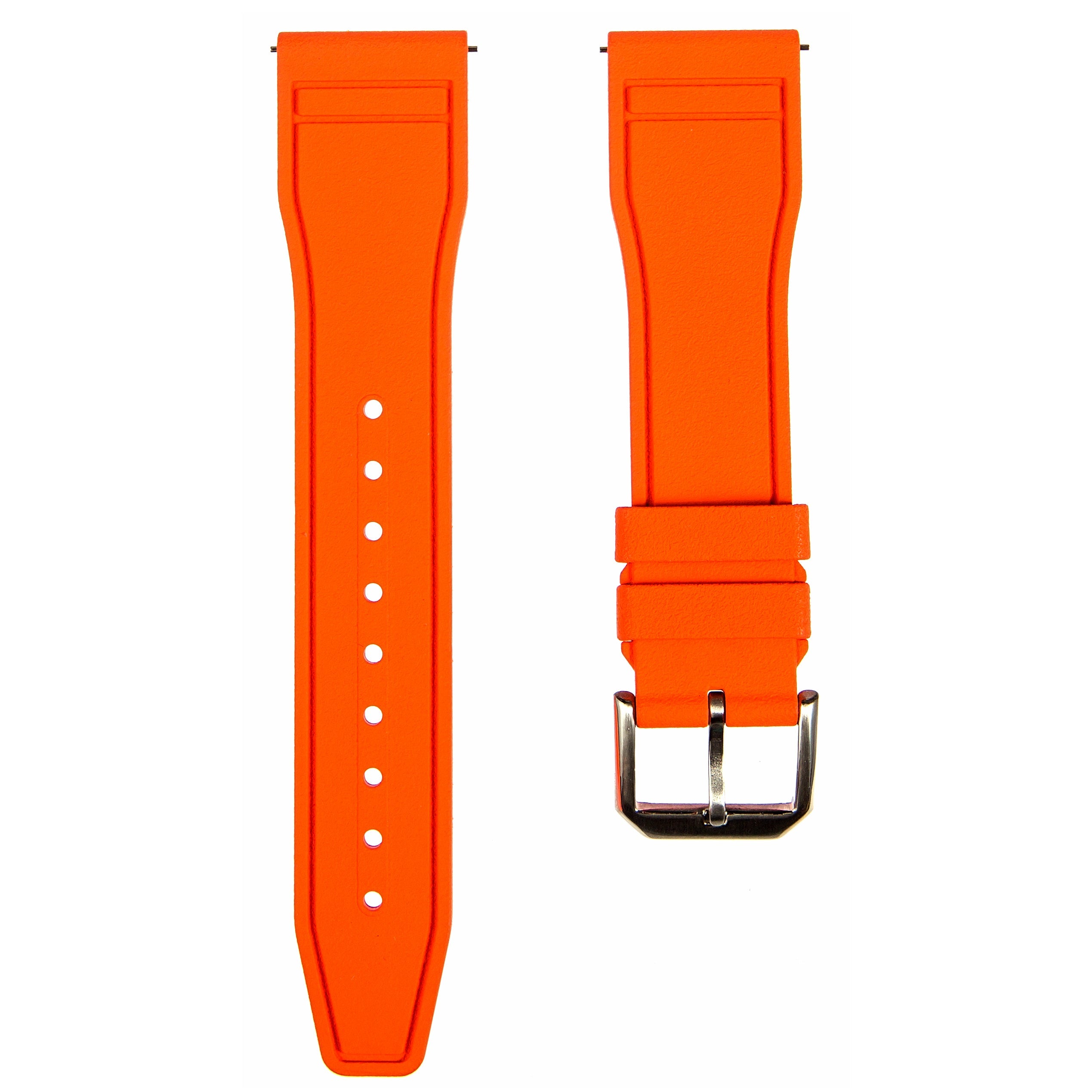Skyward Premium FKM Rubber Watch Strap - Quick Release - Perfect Fit for IWC Big Pilot & More - Orange (2411)