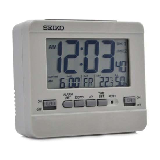 Seiko QHL086N Digital Thermometer Hygrometer Alarm Clock - Grey Beauty!