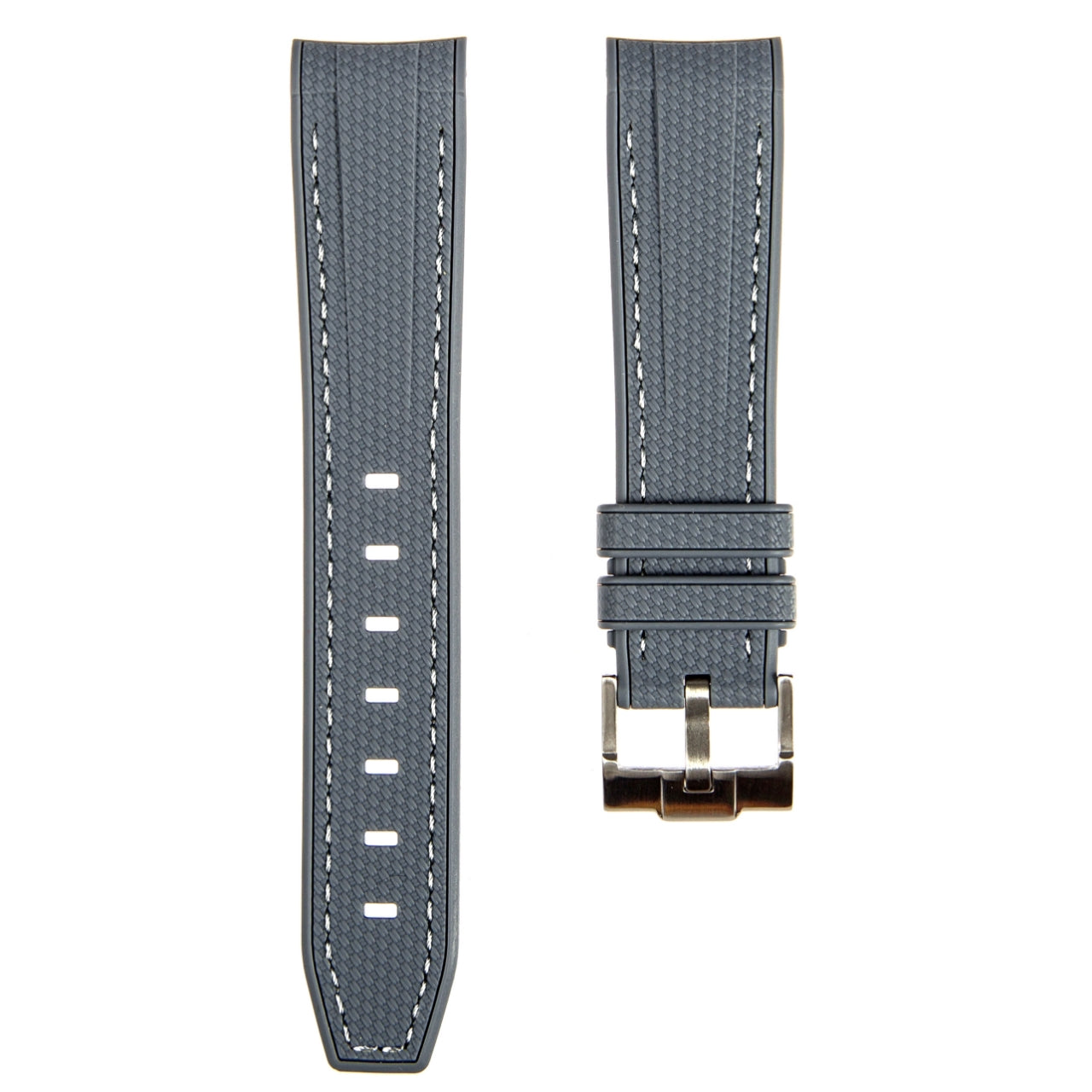 Stunning Orange Textured Curved End Rubber Watch Strap with White Stitch for Omega Seamaster Diver 300M (2405)