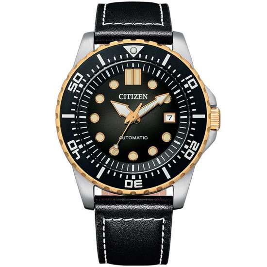 Citizen Automatic NJ0176-10E Men's Leather Watch with Stunning Black Dial