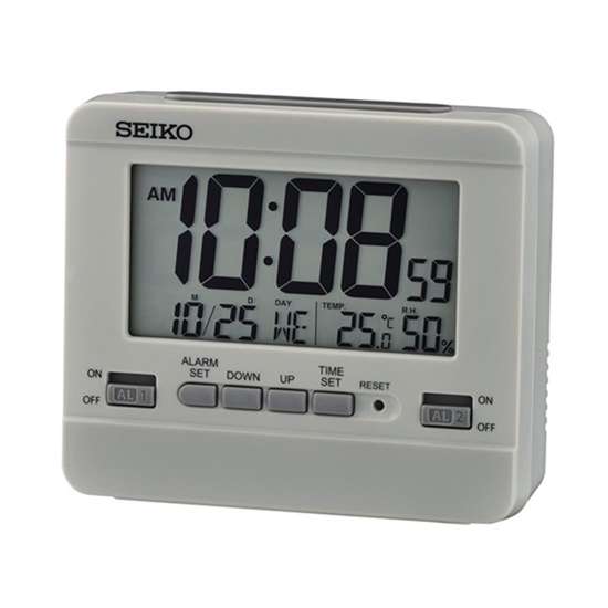 Seiko QHL086N Digital Thermometer Hygrometer Alarm Clock - Grey Beauty!