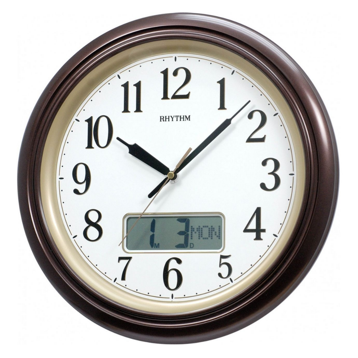 Rhythm CFG714NR06 Analog Digital LCD Calendar Wall Clock - Exclusive for Singapore!