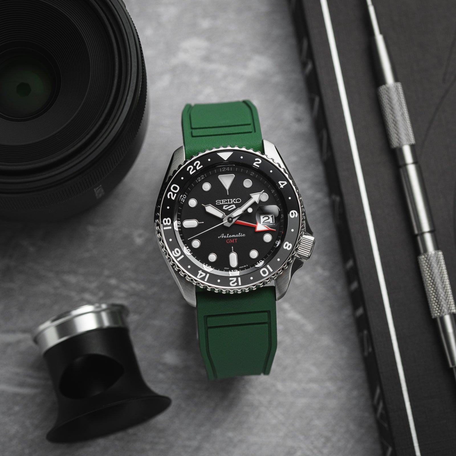 Skyward Premium FKM Rubber Watch Strap - Quick Release - Perfect Fit for IWC Big Pilot & More - Orange (2411)