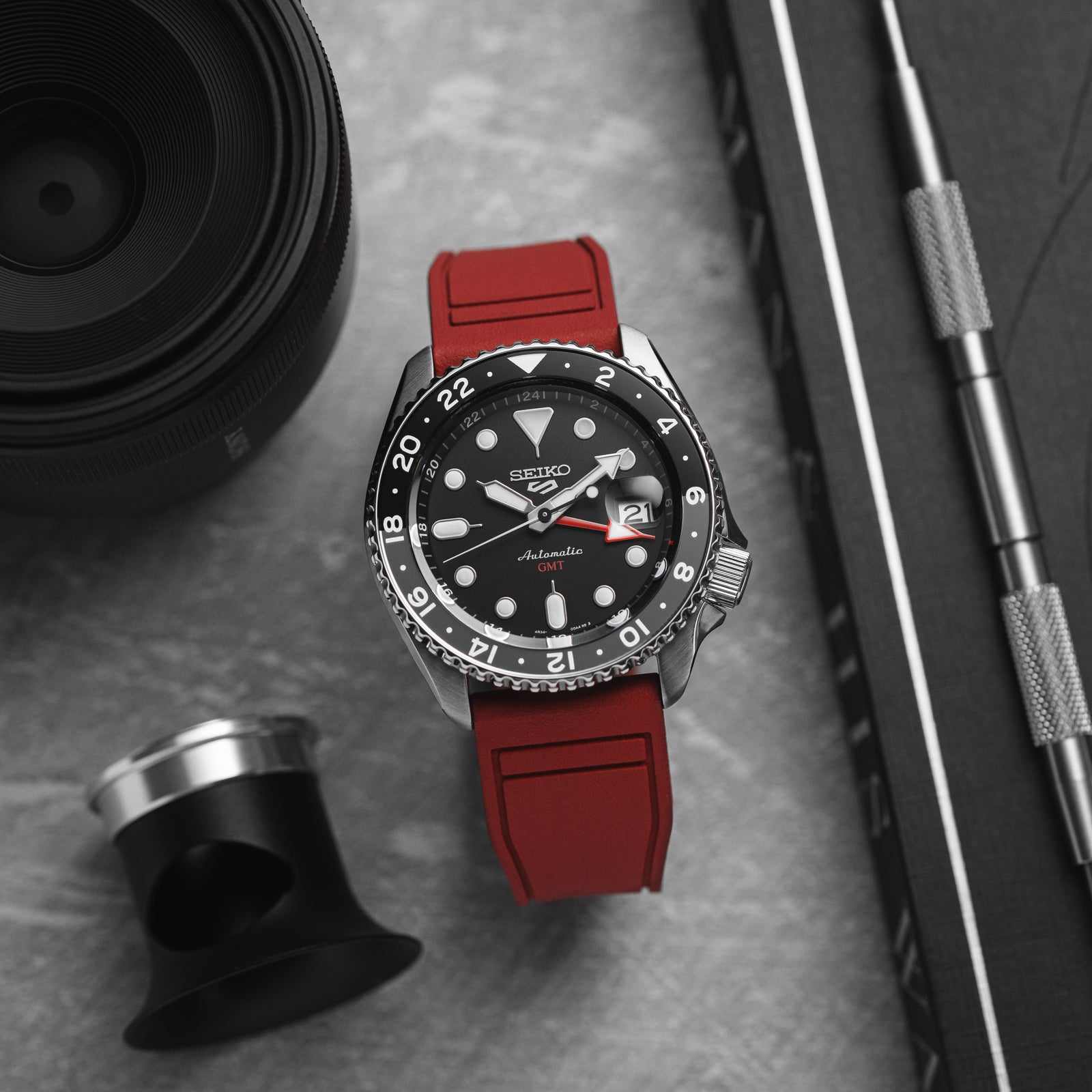 Skyward Premium FKM Rubber Watch Strap - Quick Release - Perfect Fit for IWC Big Pilot & More - Orange (2411)