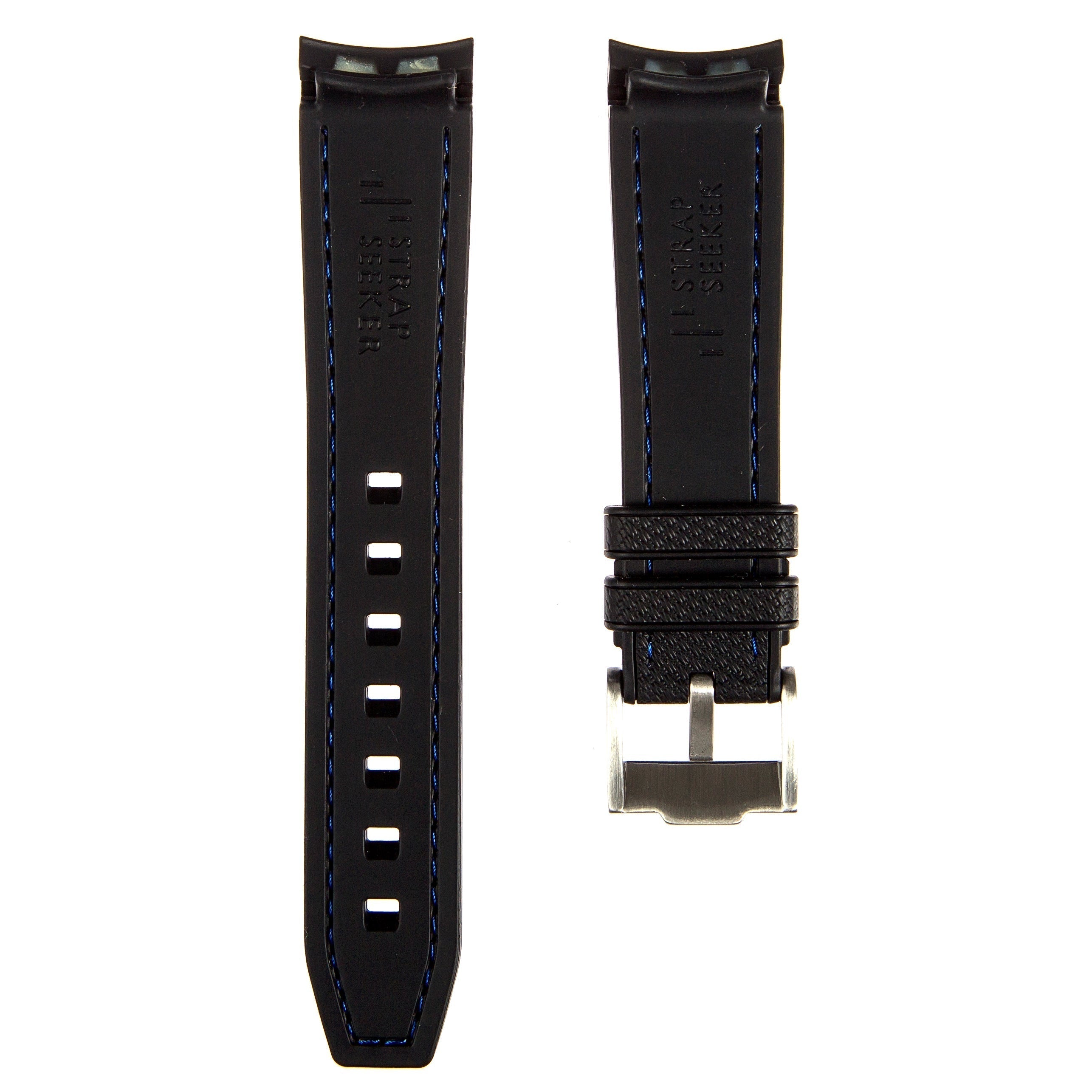 Stunning Orange Textured Curved End Rubber Watch Strap with White Stitch for Omega Seamaster Diver 300M (2405)