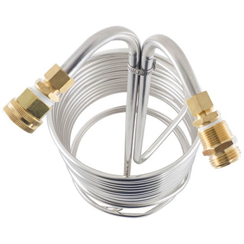 KegFactory 50 ft x 1/2 in Premium Stainless Steel Wort Chiller with Brass Fittings