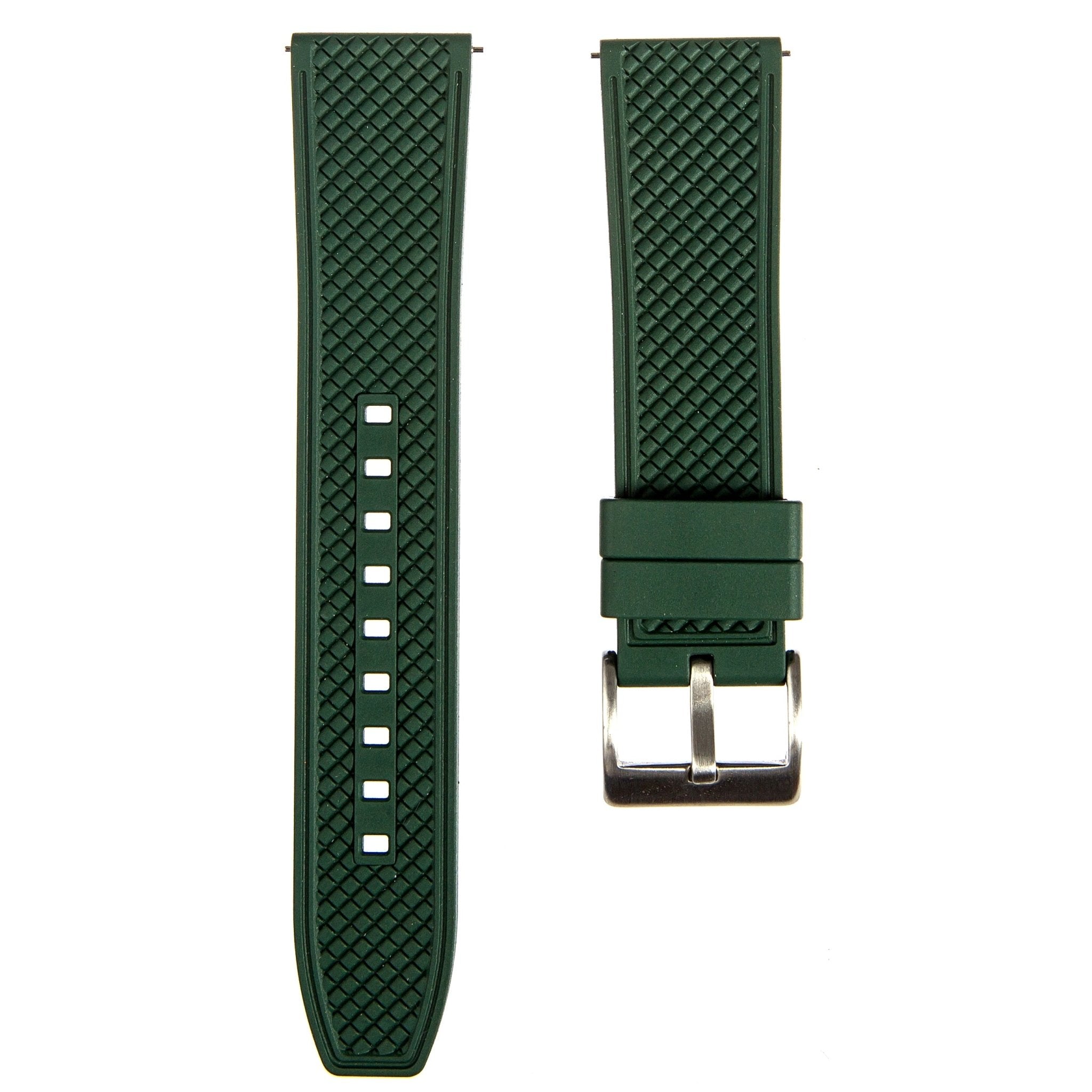 Orange Checkered Quick-Release Vulcanized FKM Rubber Watch Strap (2419)