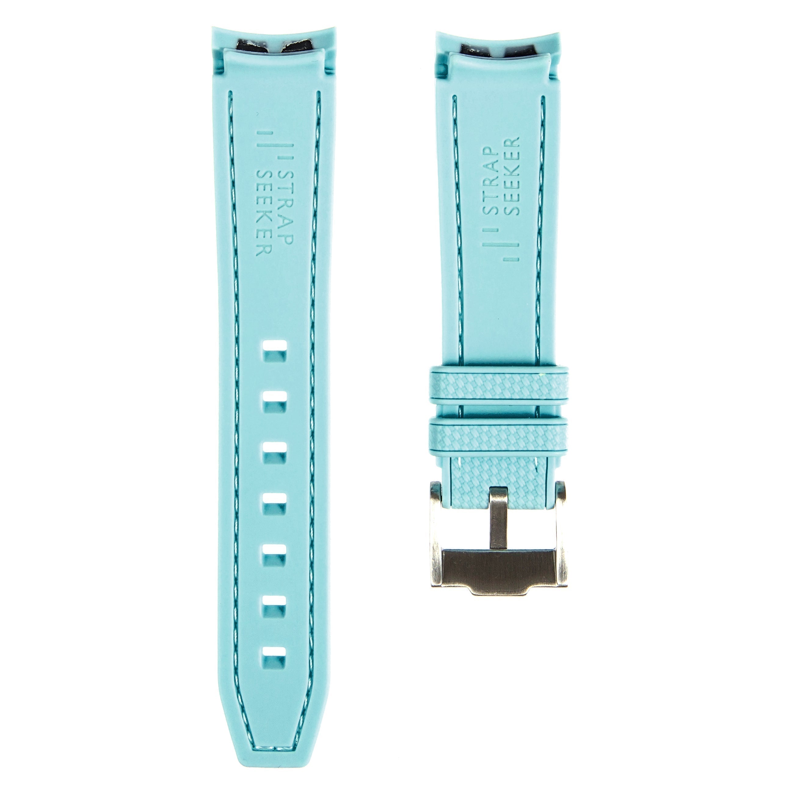 Stunning Orange Textured Curved End Rubber Watch Strap with White Stitch for Omega Seamaster Diver 300M (2405)