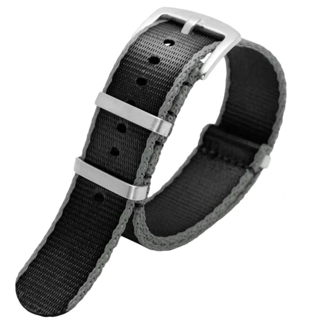 Stylish Seatbelt Ballistic Nylon Watch Band - Grey with Blue Stripe
