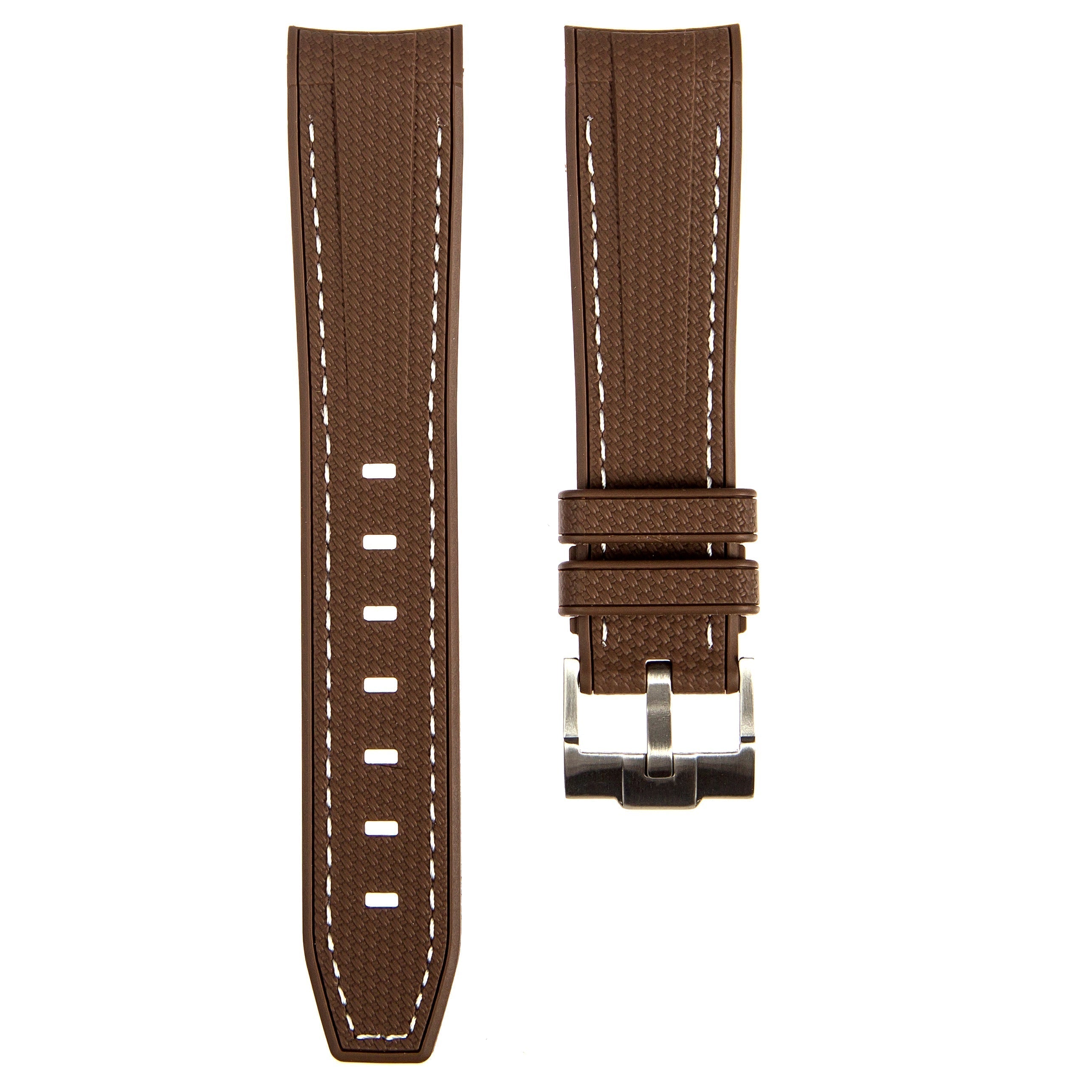 Stunning Orange Textured Curved End Rubber Watch Strap with White Stitch for Omega Seamaster Diver 300M (2405)