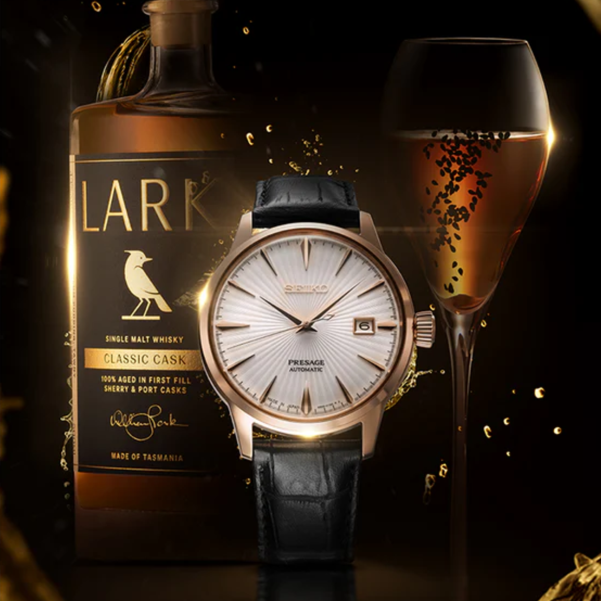 Seiko Presage Cocktail Time x Lark Whiskey Limited Edition Men's Watch - SRPL20J Series