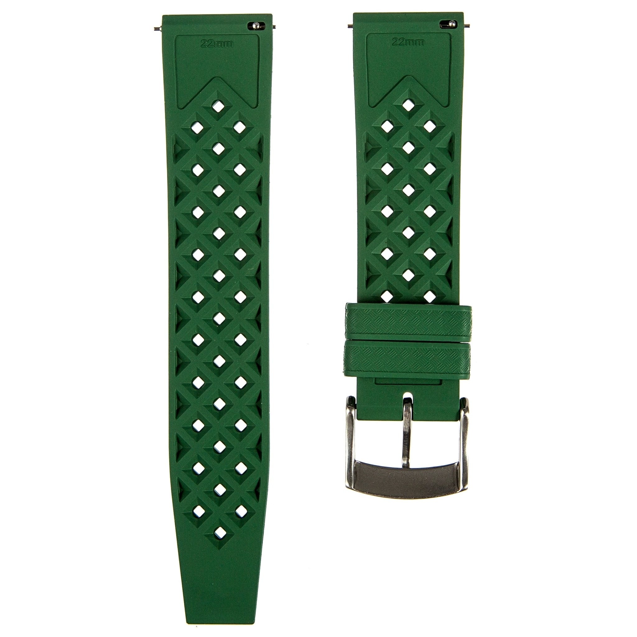 Calypso Style FKM Rubber Watch Strap - Quick-Release - Vibrant Green (2422)