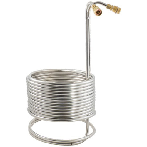 KegFactory 50 ft x 1/2 in Premium Stainless Steel Wort Chiller with Brass Fittings