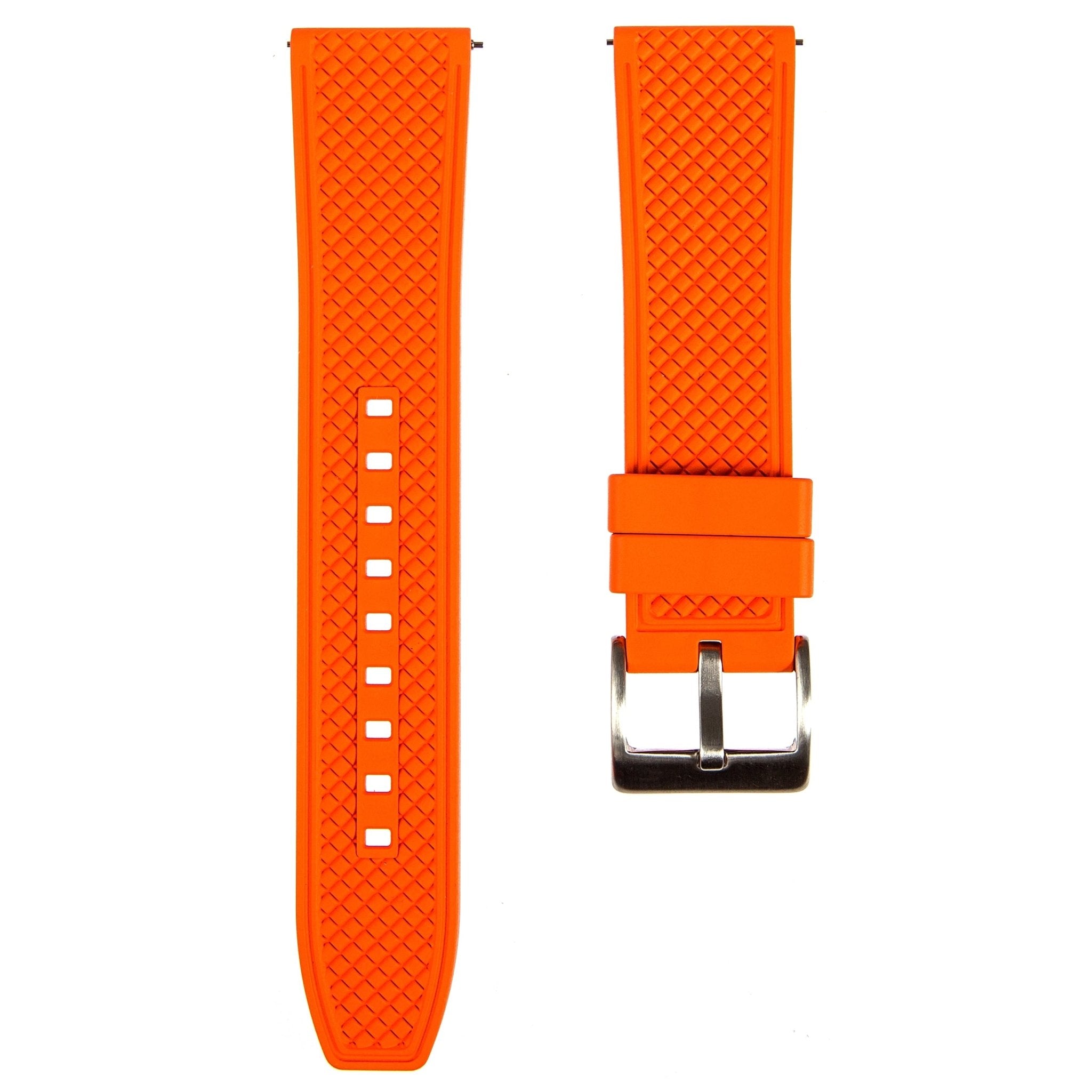 Orange Checkered Quick-Release Vulcanized FKM Rubber Watch Strap (2419)