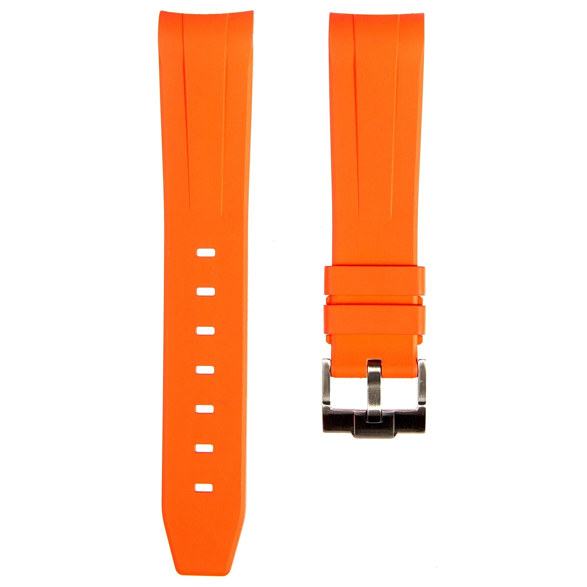 Stylish White Forge Curved End FKM Rubber Watch Strap for Hamilton (2421)