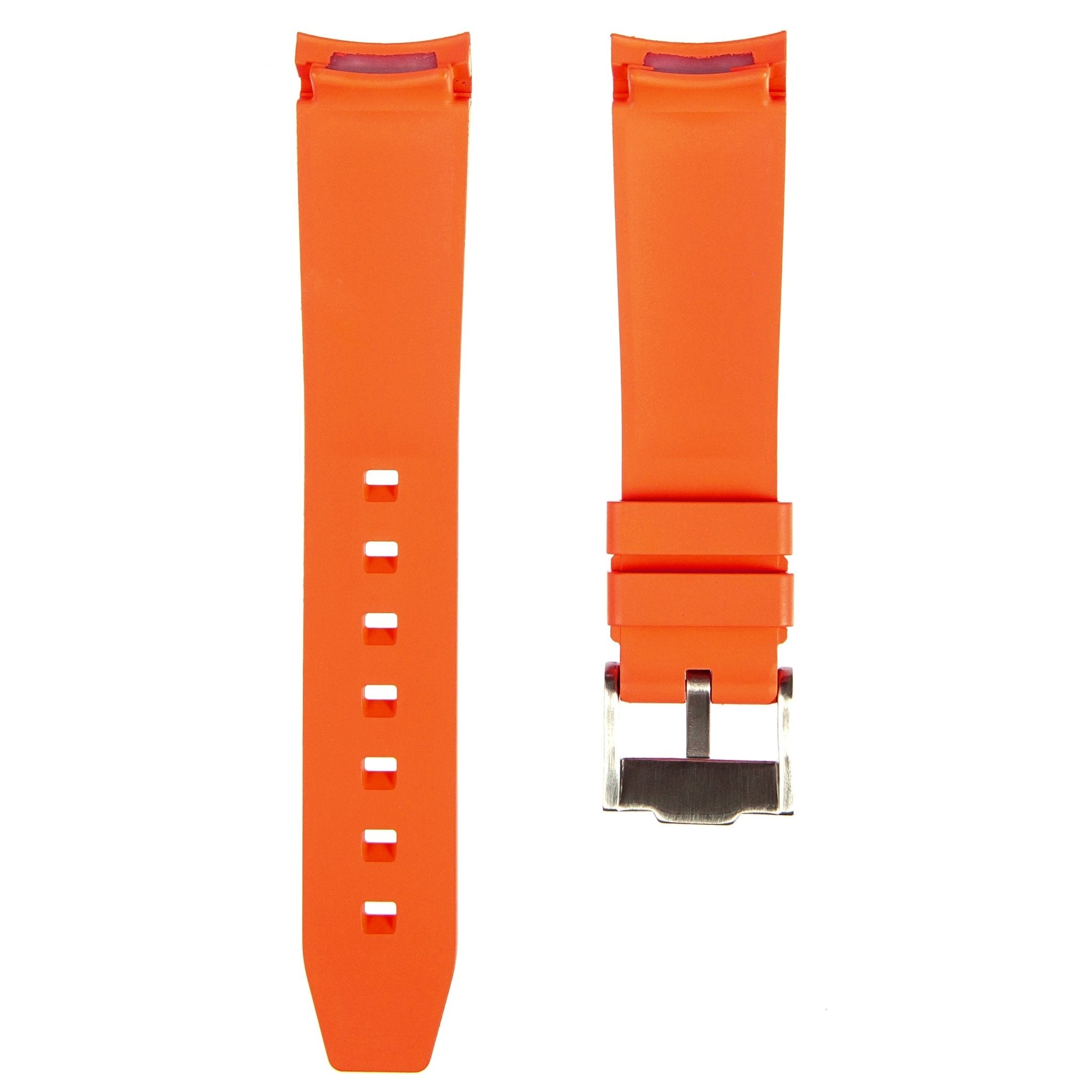 Stylish White Forge Curved End FKM Rubber Watch Strap for Hamilton (2421)
