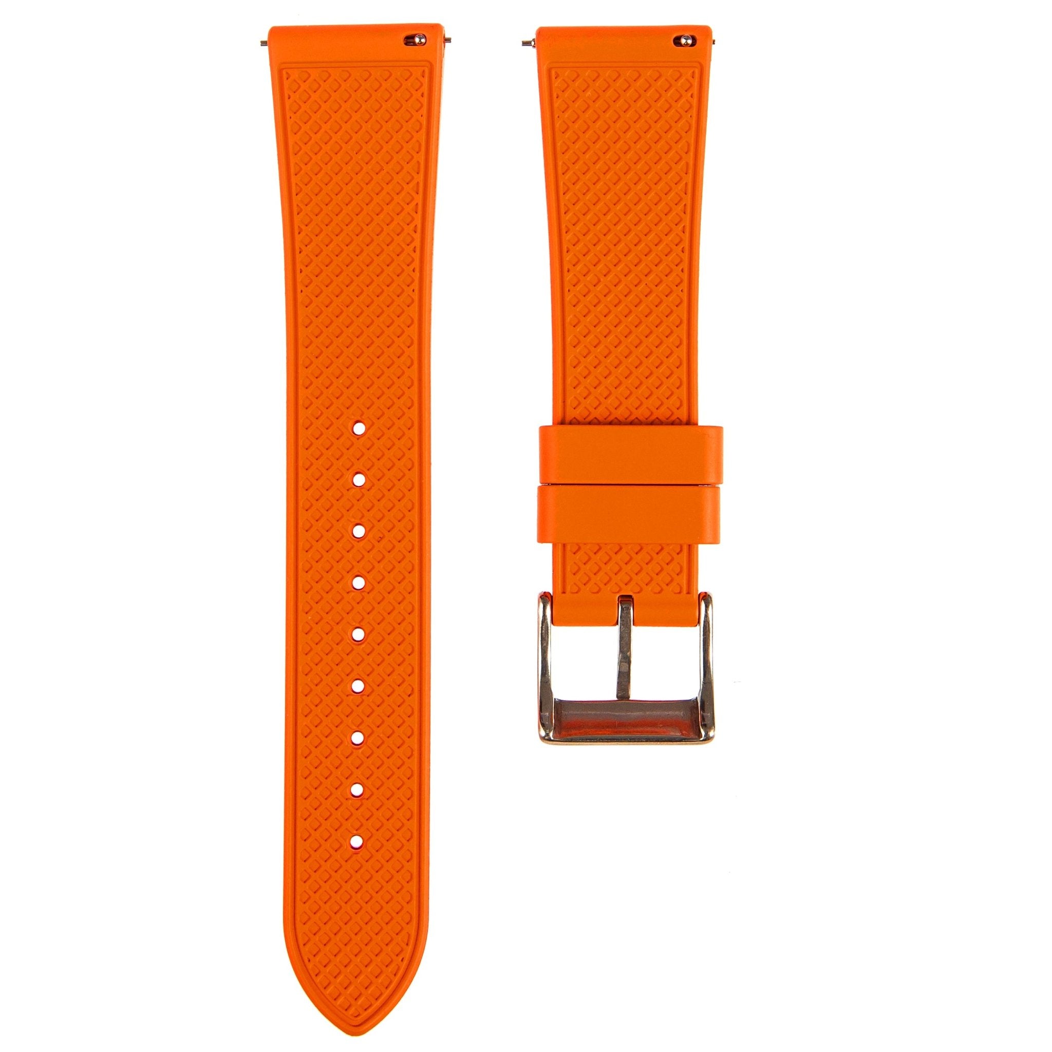 Stylish Grid Texture FKM Rubber Watch Strap - Quick-Release - Black (2412)