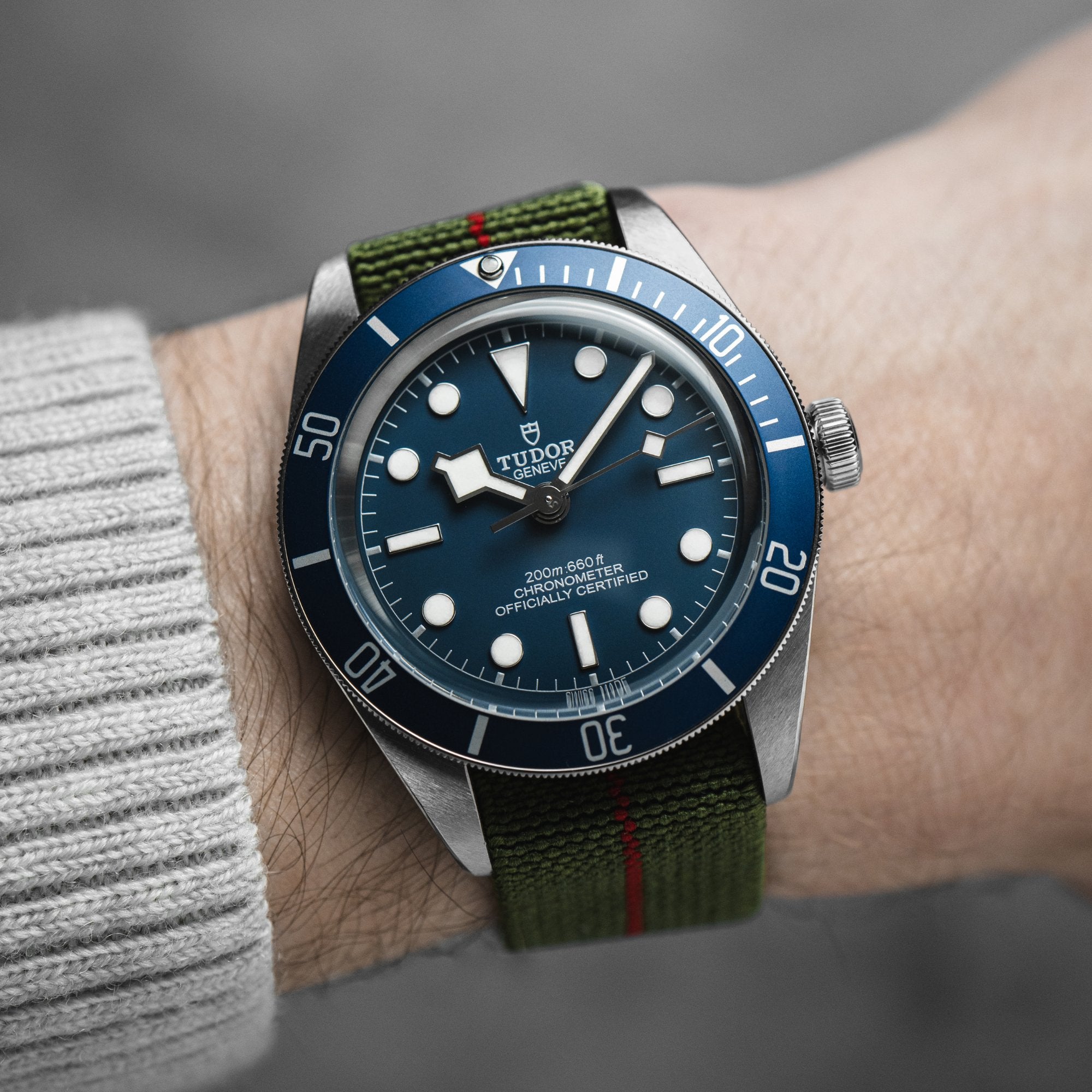 Marine Nationale Parachute Elastic Loop Strap - Blue / Green / Red / White (2417) - A Vintage-Inspired Watch Essential