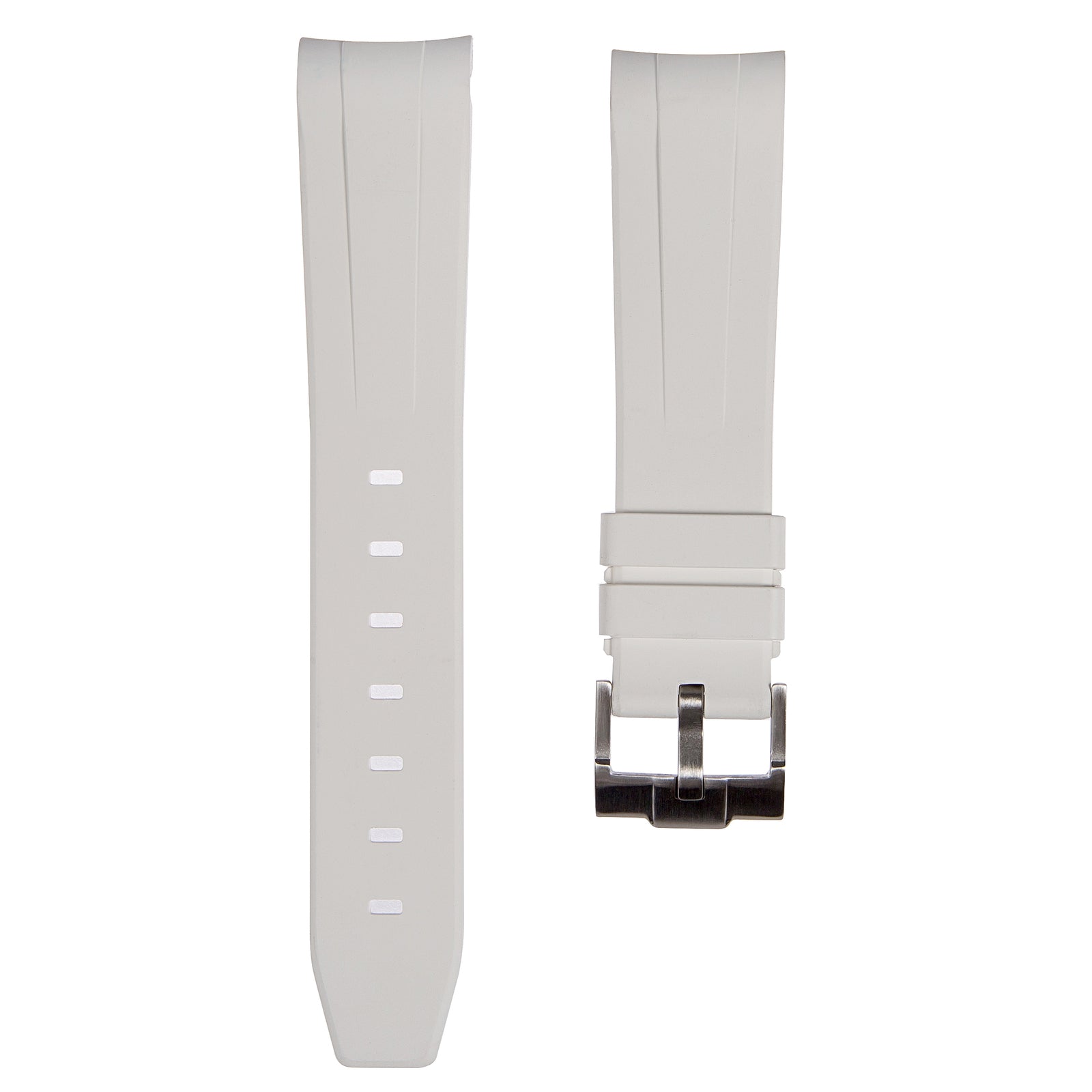 Stylish White Forge Curved End FKM Rubber Watch Strap for Hamilton (2421)