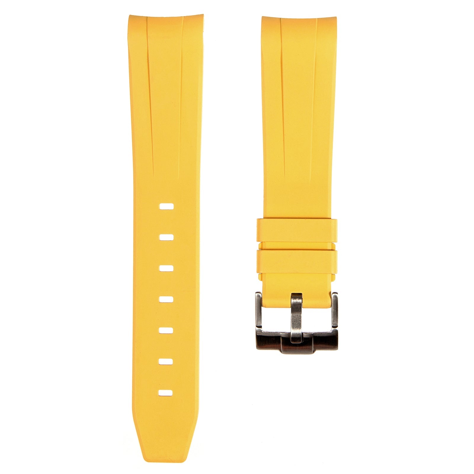 Stylish White Forge Curved End FKM Rubber Watch Strap for Hamilton (2421)